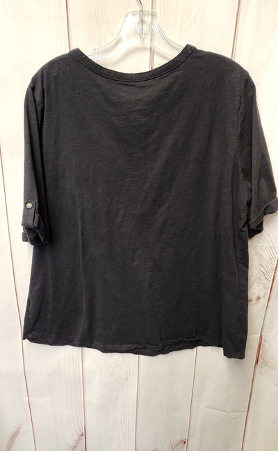 Croft & Barrow Women's Size 1X Black Short Sleeve Top