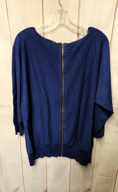 Joseph A Women's Size XL Blue 3/4 Sleeve Top