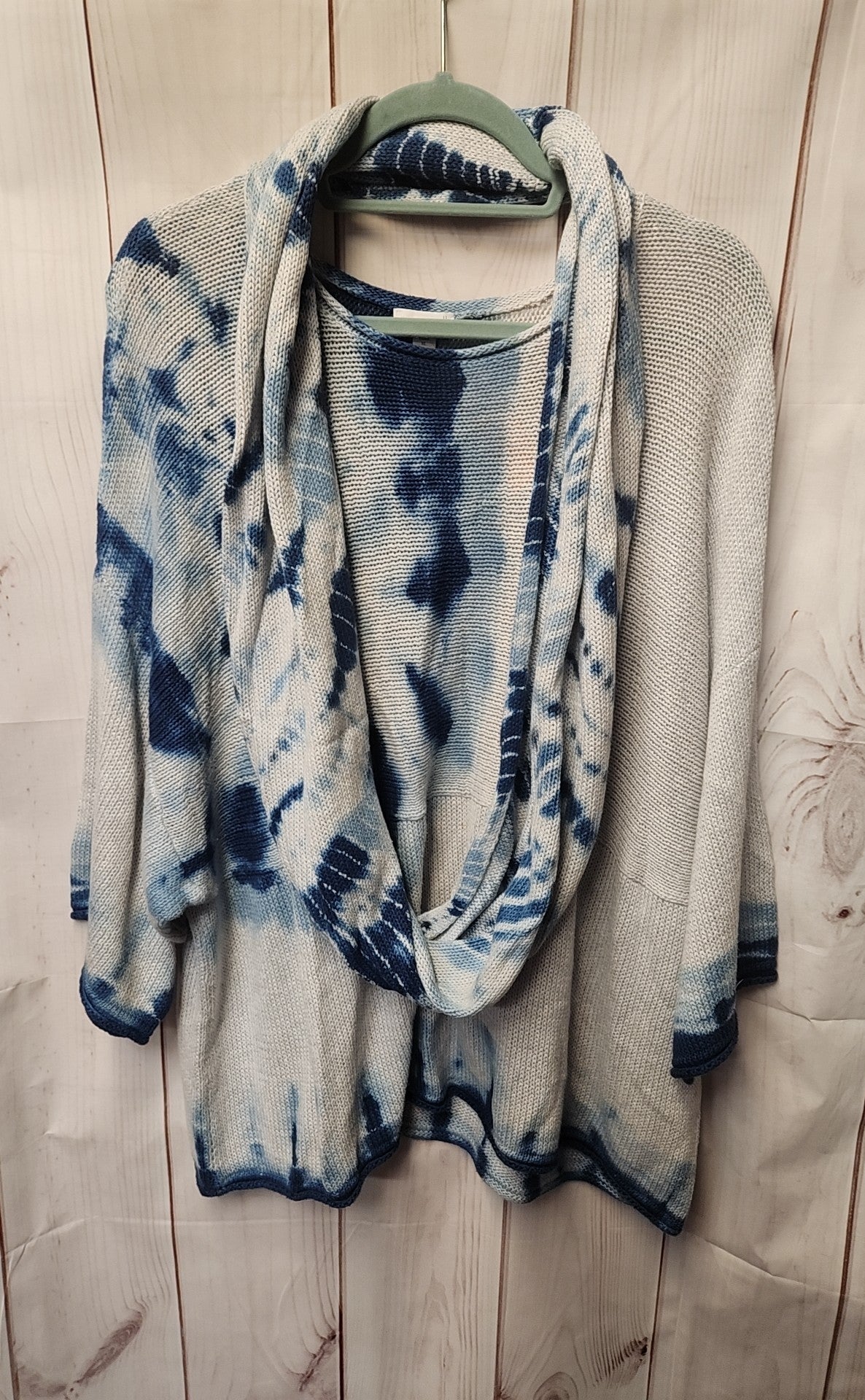 Pure Jill Women's Size XL Gray & Blue Sweater with Scarf