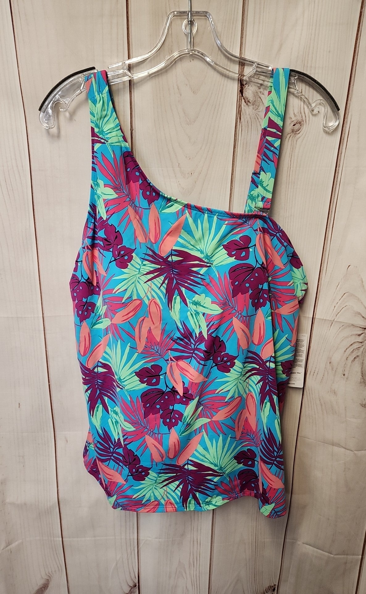 NWT Lands End Women's Size 18 Blue Floral Swim Top