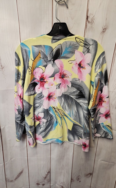 Pierri Women's Size XL Yellow Floral Cardigan
