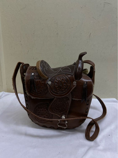 VTG Made In Mexico Tooled Leather Western Cowgirl Sherling Saddle Purse