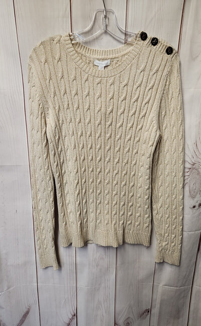 Charter Club Women's Size L Beige Metallic Sweater