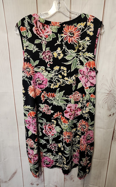 AB studio Women's Size L Black & Pink Floral Dress