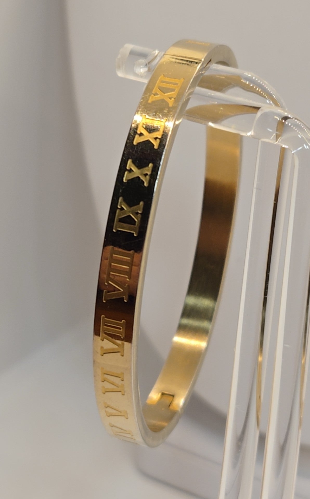 Roman Number Numerals Gold Bracelet Bangle