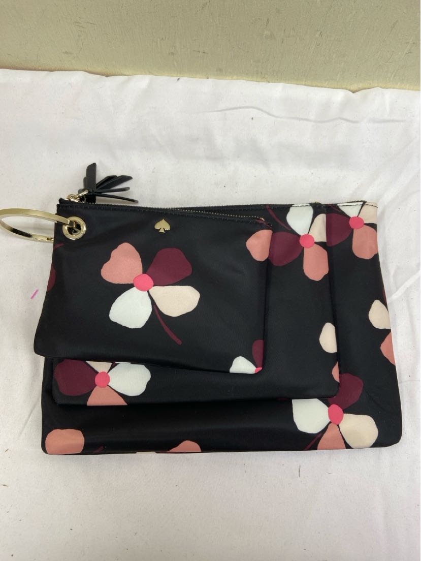 3PCS Kate Spade Black Floral Pouch
