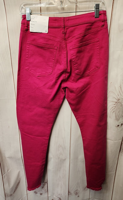 NWT Loft Women's Size 26 (1-2) Pink Jeans The Kick Crop