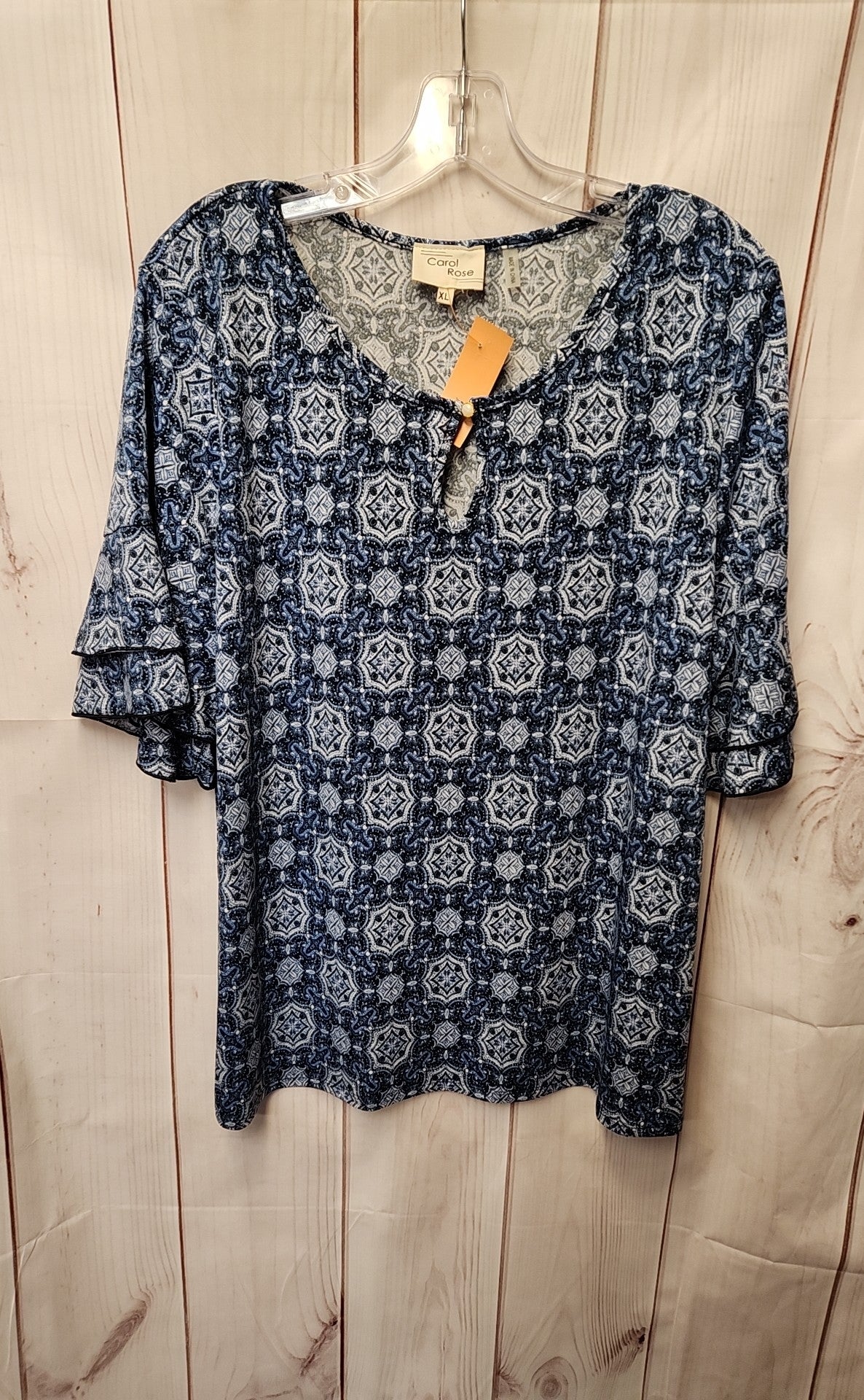 Carol Rose Women's Size XL Blue Short Sleeve Top
