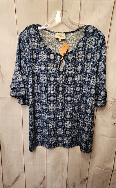 Carol Rose Women's Size XL Blue Short Sleeve Top