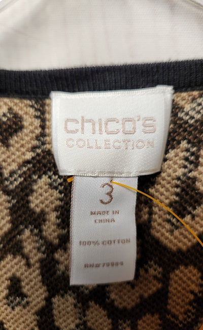 Chico's Women's Size 3 = US XL Brown Animal Print Cardigan
