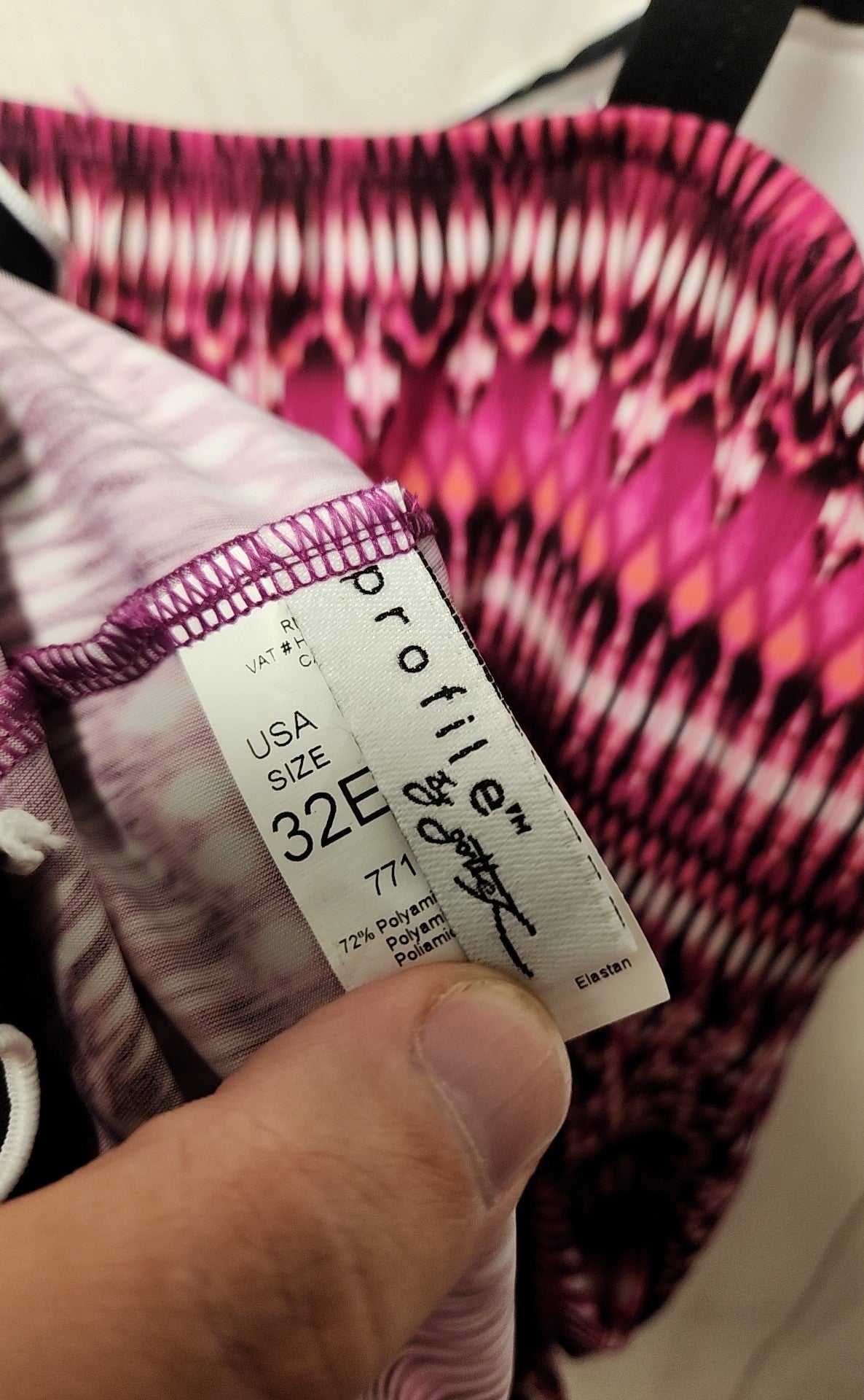 NWT Profile Women's Size 32E Pink Swim Top