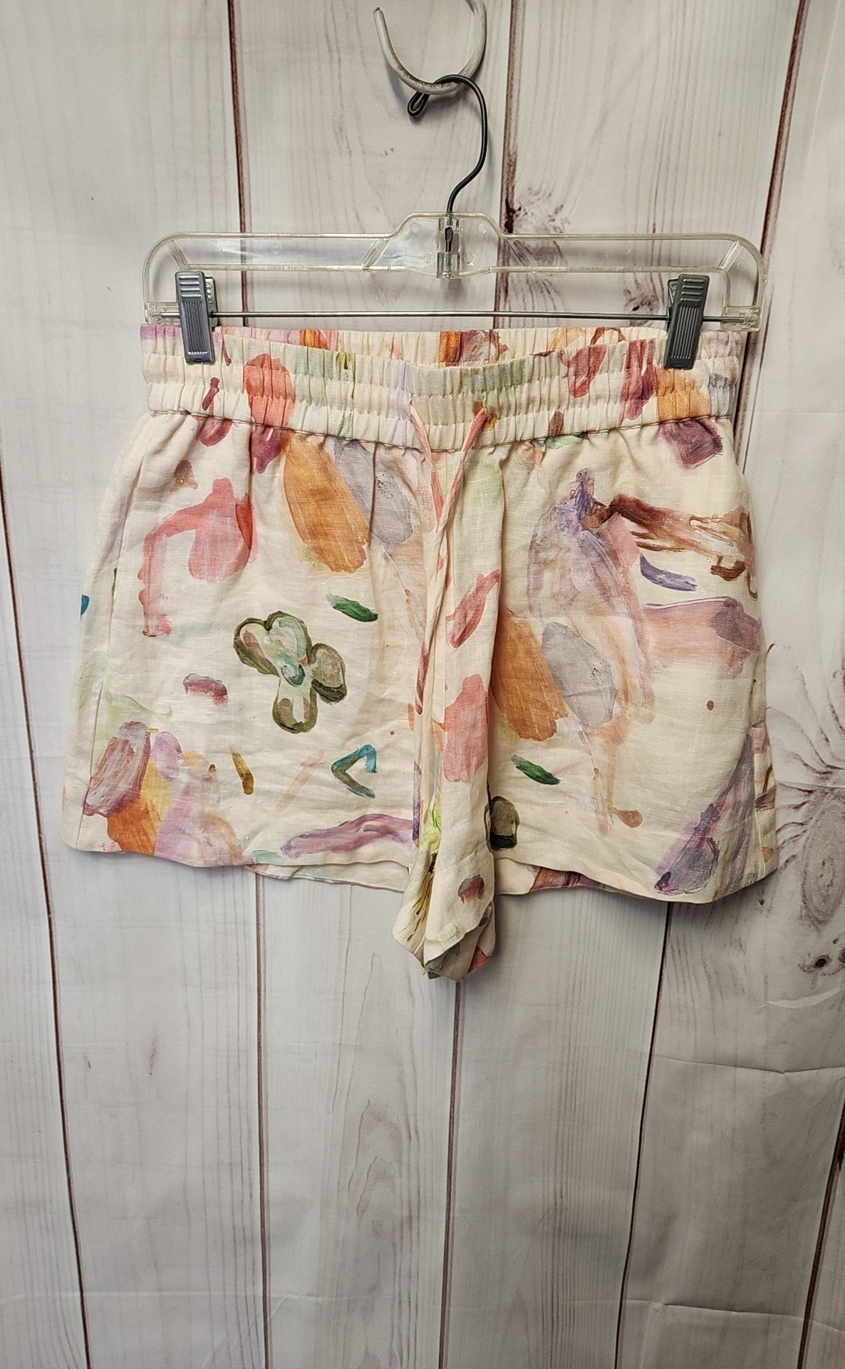 Women's Size 8 Beige Linen Floral Shorts