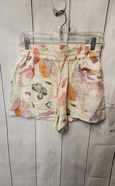 Women's Size 8 Beige Linen Floral Shorts