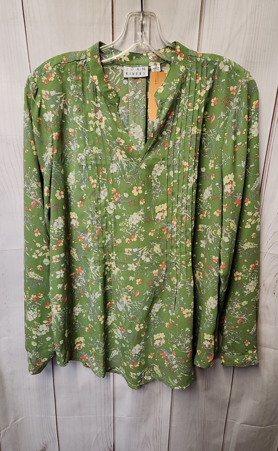 Joan Rivers Women's Size XS Green Floral Long Sleeve Top