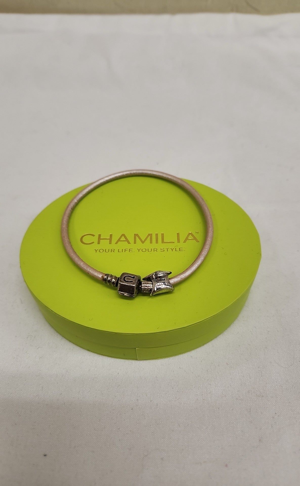 Chamilia Pink & .925 Sterling Silver Clasp & Charm Bracelet