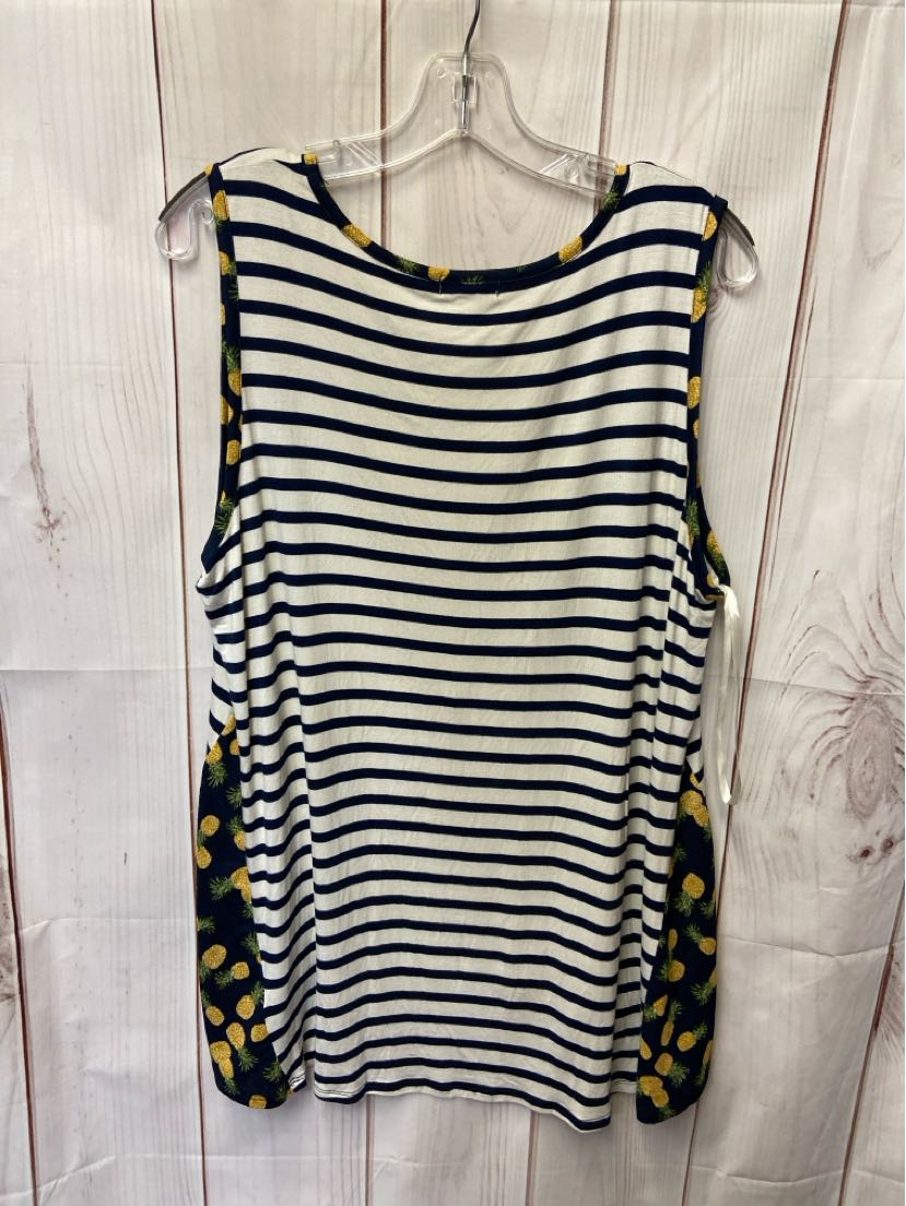 NWT Westport Women's Size XL Blue & White Stripe Sleeveless Top