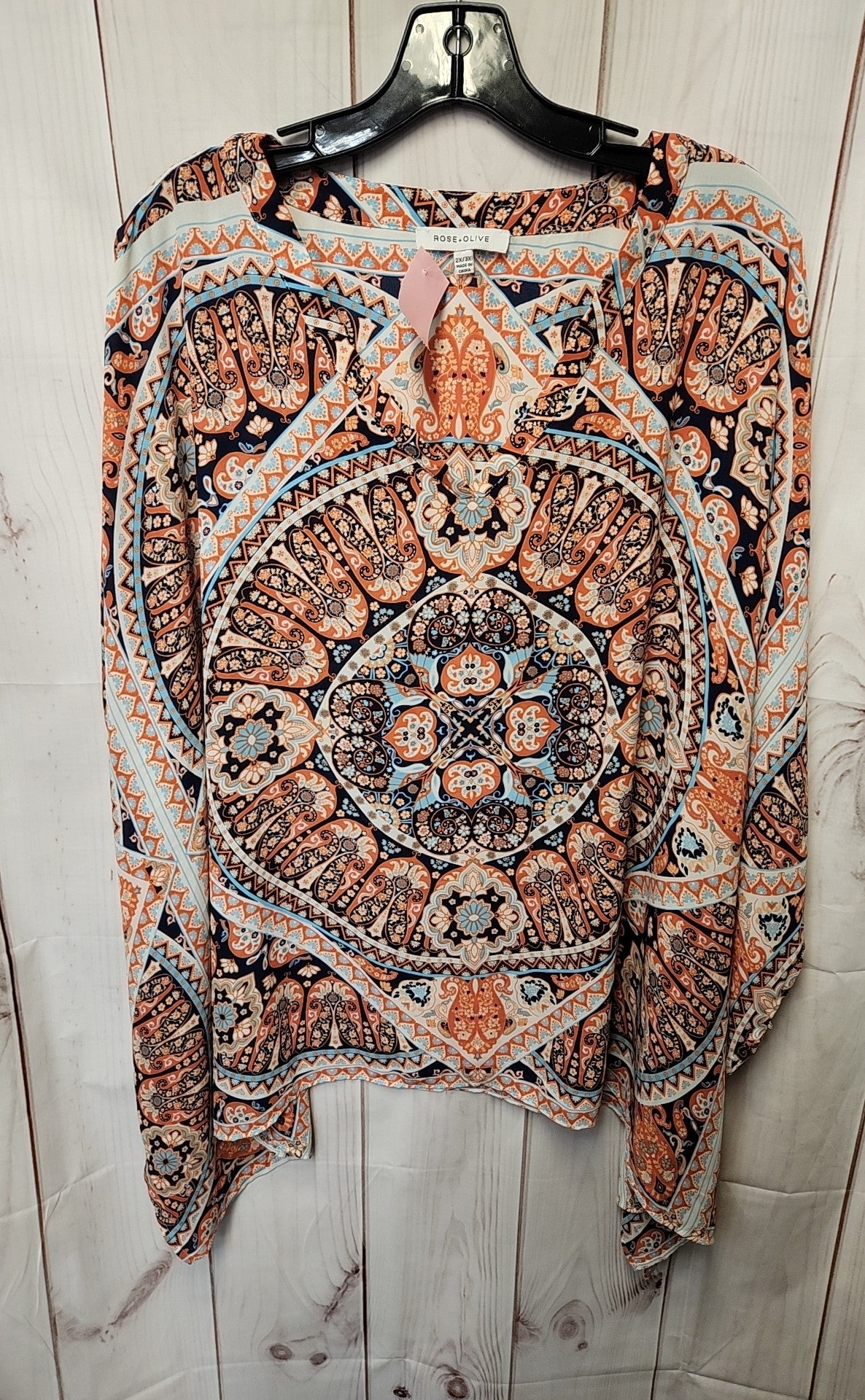 Rose & Olive Women's Size 2X/3X Orange Poncho