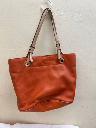 Michael Kors Orange Leather Tote Bag AS IS - wear on corners & marks inside