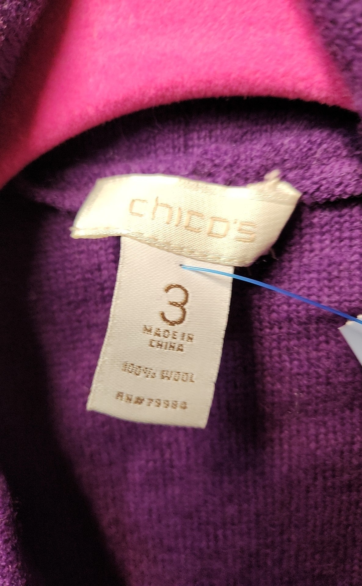 Chico's Women's Size 3 = US XL Purple Cardigan