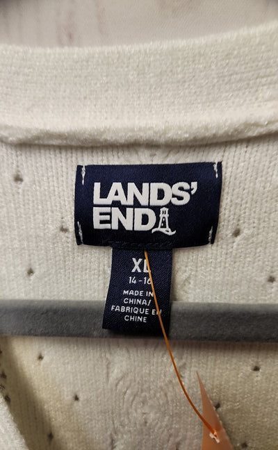 Lands End Girl's Size 14/16 White Sweater