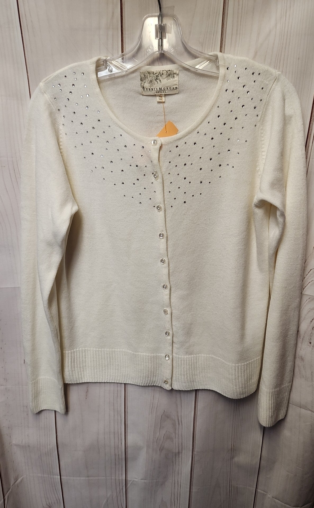 Debbie Morgan Women's Size M Petite White Cardigan