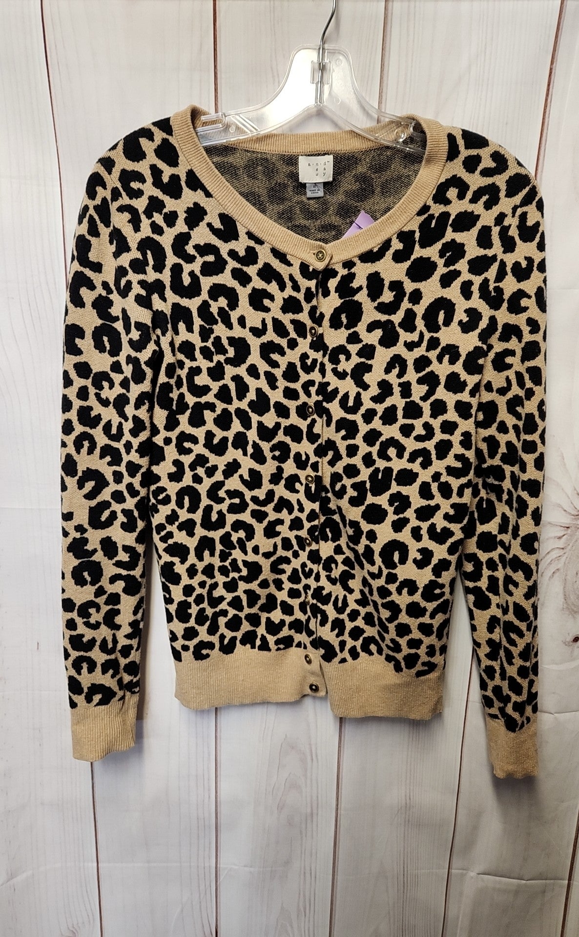 A New Day Women's Size S Brown Animal Print Cardigan