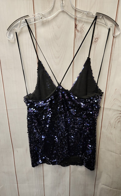Zara Women's Size XS Navy Sequined Sleeveless Top