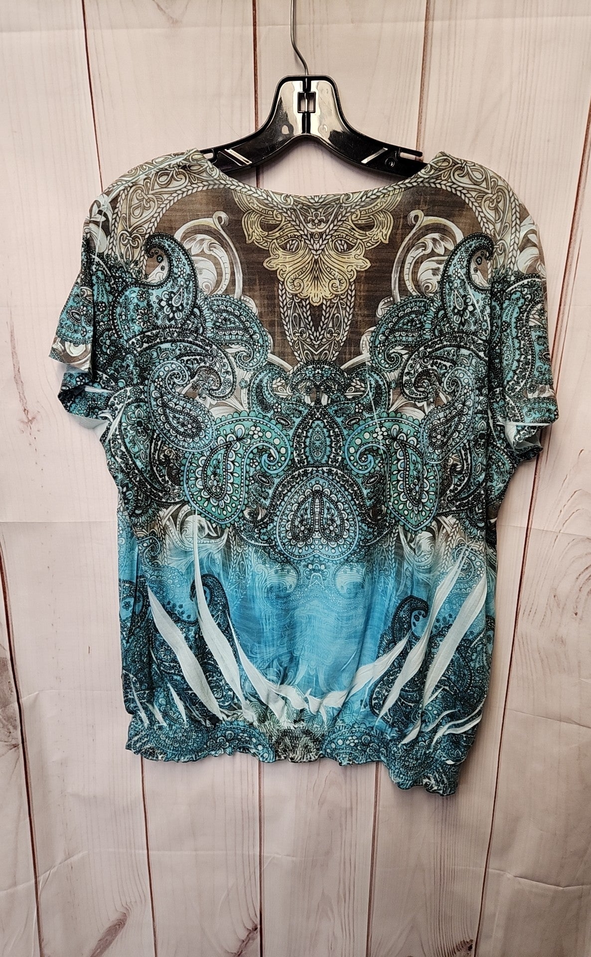 Chico's Women's Size 3 = US XL Green Short Sleeve Top