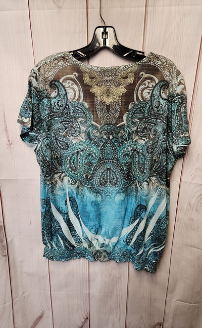 Chico's Women's Size 3 = US XL Green Short Sleeve Top