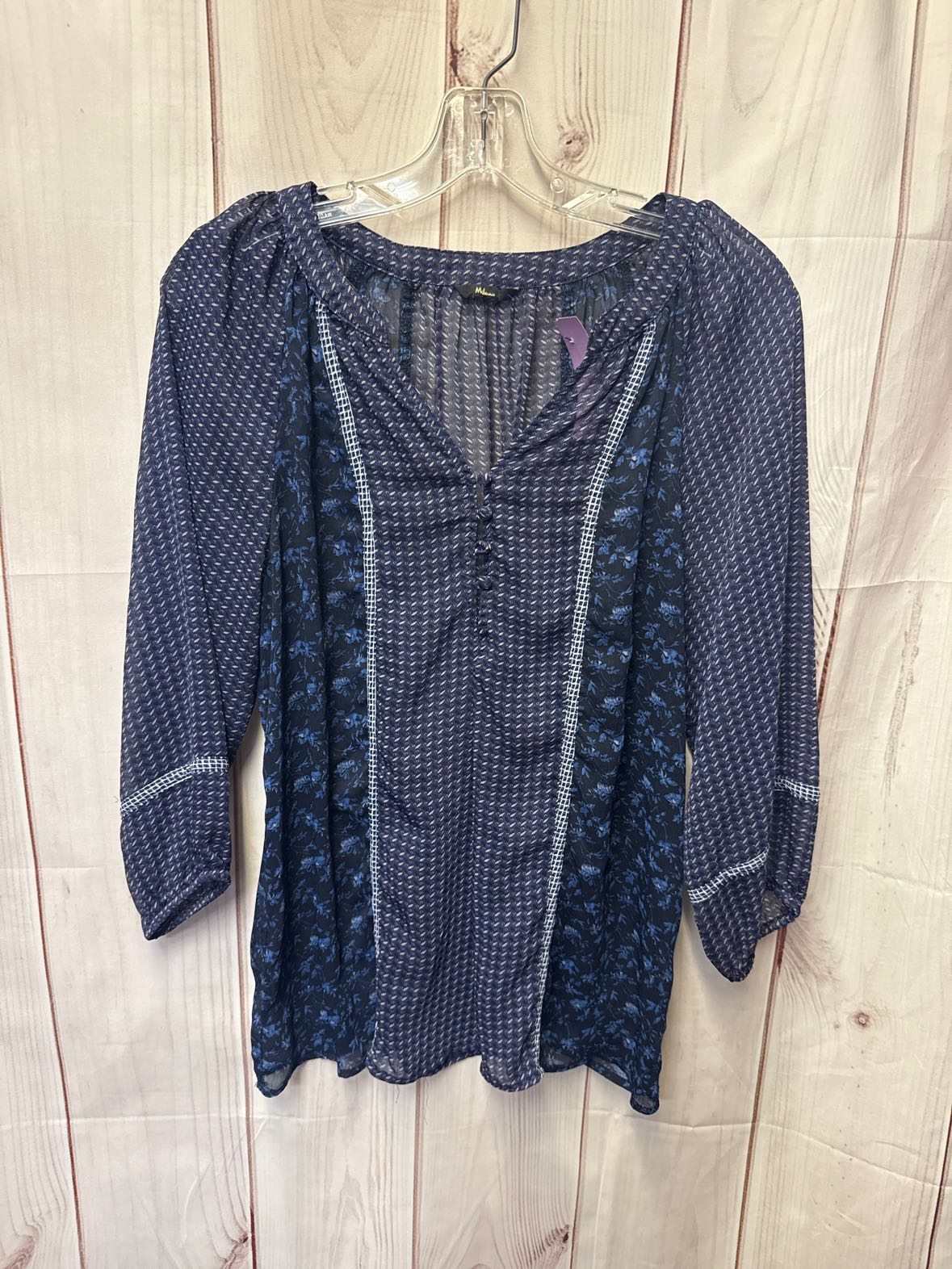 Milano Women's Size M Navy 3/4 Sleeve Top