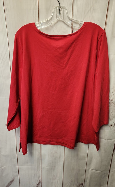 Isaac Mizrahi Live Women's Size L Red Long Sleeve Top