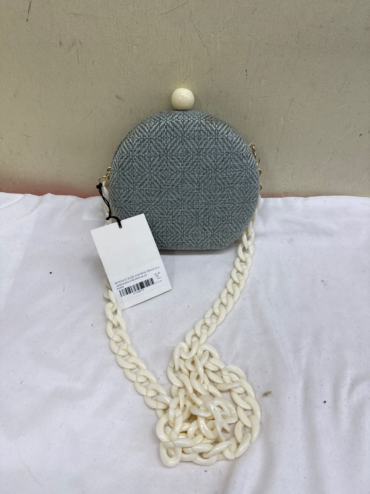 NWT Rafia Chevron Circle Clutch/Purse Bag AS IS - stains