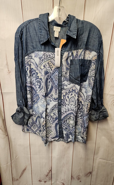NWT Chico's Women's Size 3 = US XL Blue Long Sleeve Top