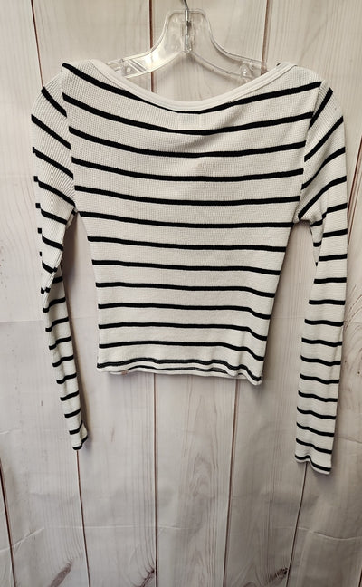 Bdg Women's Size S White & Black Long Sleeve Top