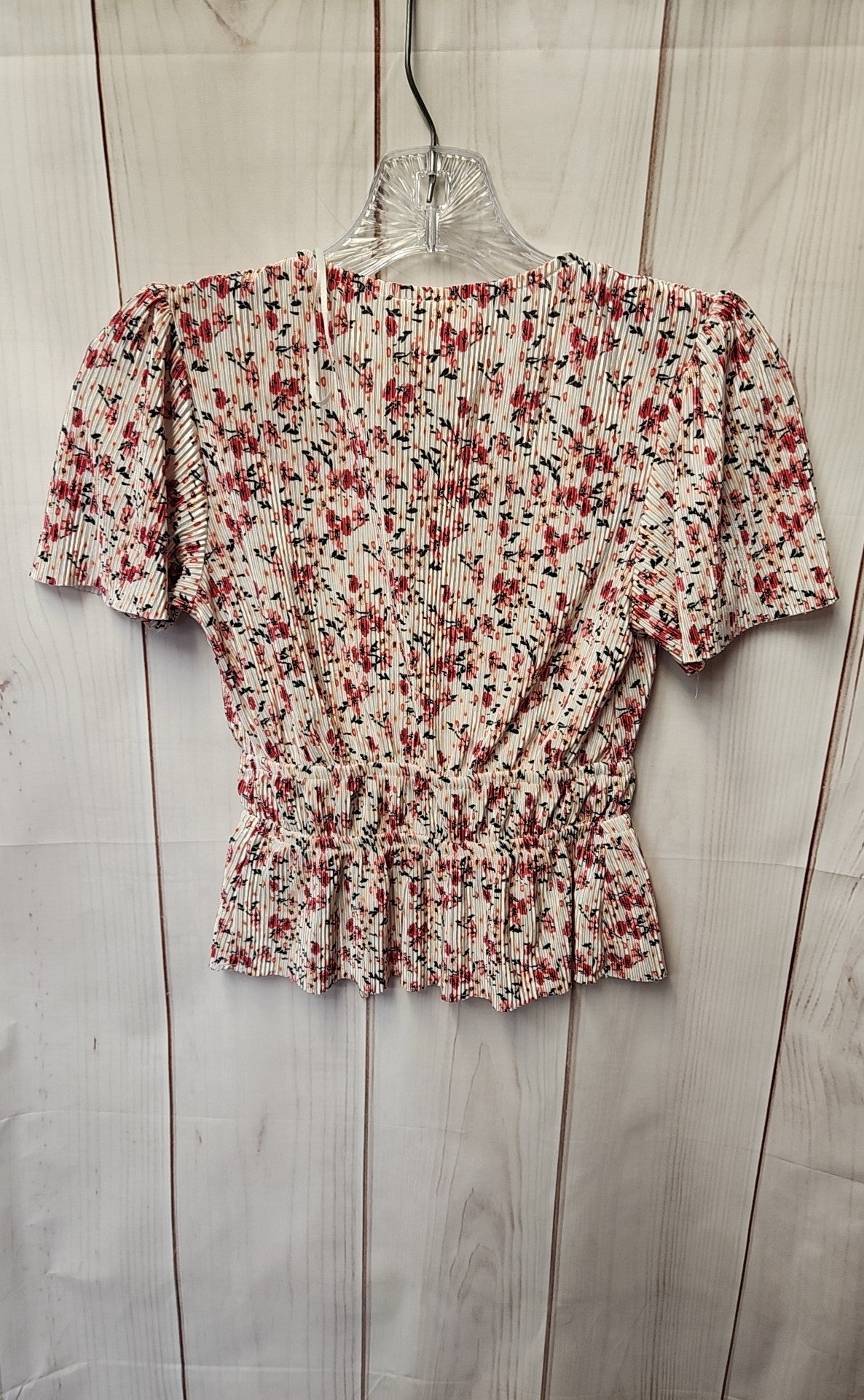 Self E Women's Size XS White & Pink Floral Short Sleeve Top