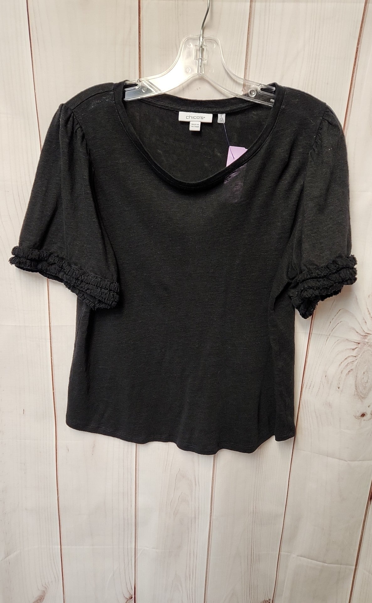 Chico's Women's Size 1 = US M Black Short Sleeve Top