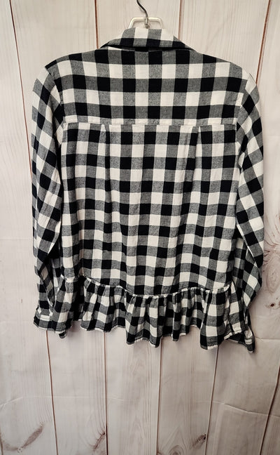 Japna Women's Size L Black & White Long Sleeve Top