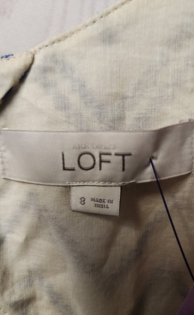Loft Women's Size 8 White & Blue Dress