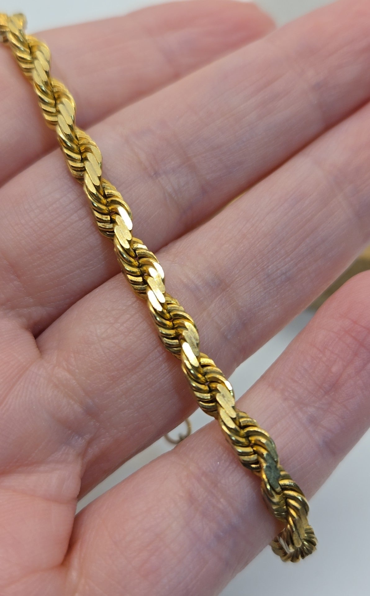 14K Yellow Gold Rope 7" Bracelet 11.3 grams