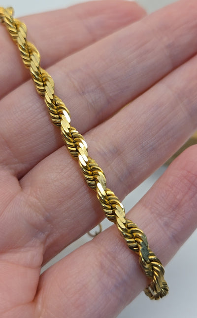 14K Yellow Gold Rope 7" Bracelet 11.3 grams