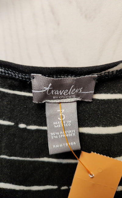 Chico's Travelers Women's Size 3 = US XL Black 3/4 Sleeve Top