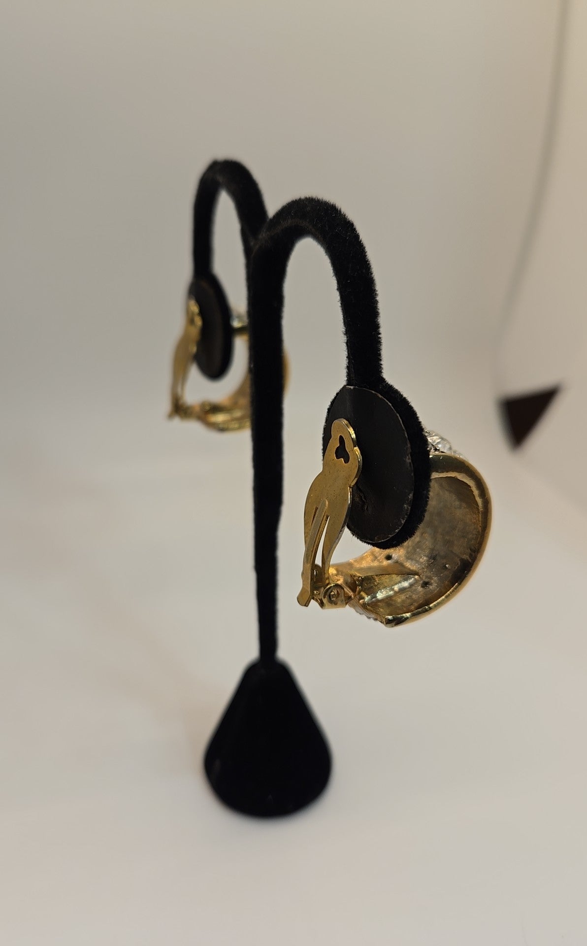 Gold Rhinestone Clip-on Earrings