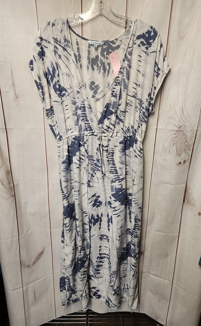 Blue Island Women's Size XL White & Blue Cover-Up