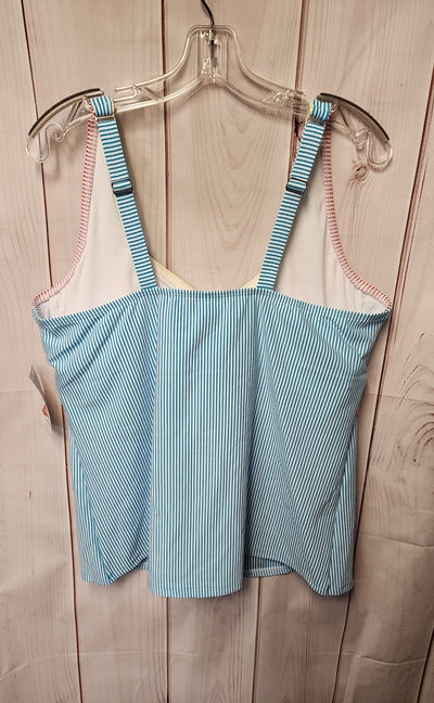 NWT Lands End Women's Size 18 DD Blue Swim Top