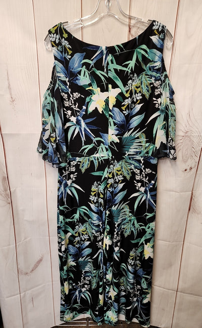 Connected Women's Size 14 Black Floral Jumpsuit