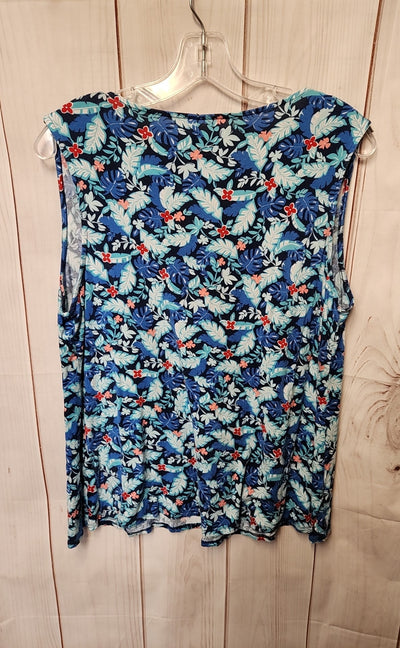 Croft & Barrow Women's Size XL Blue Floral Sleeveless Top