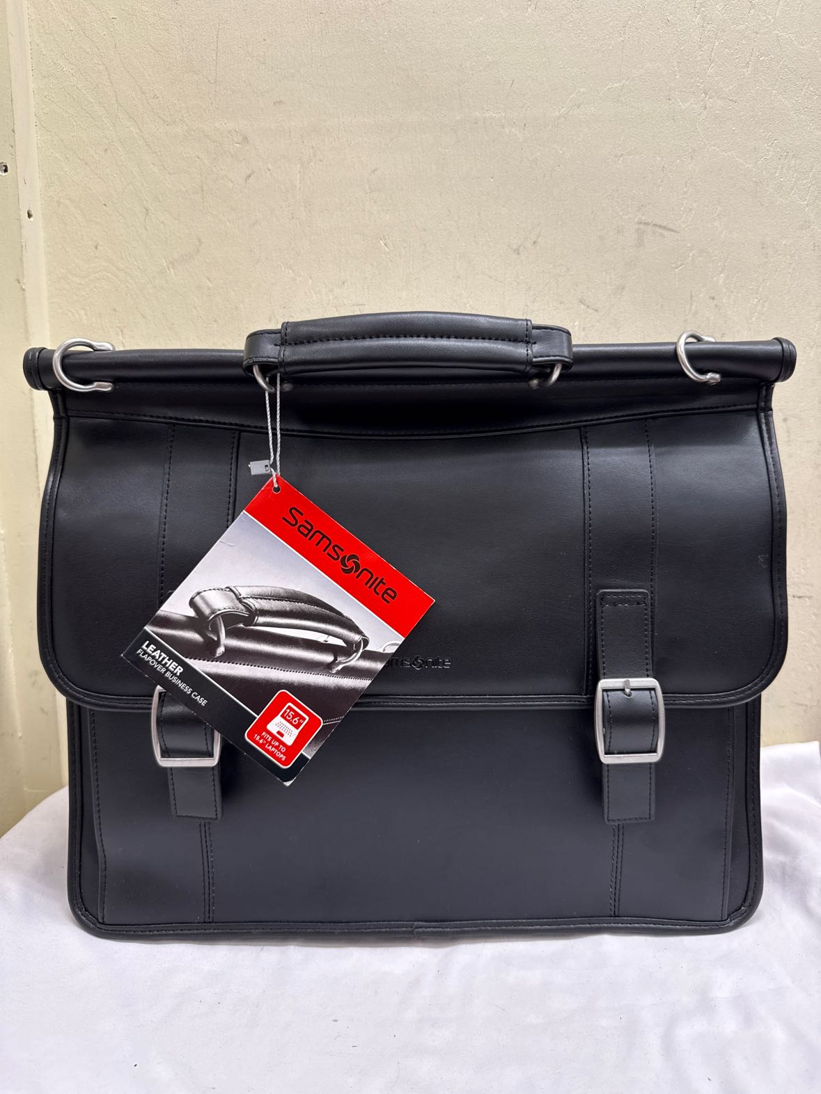 NWT Samsonite Black Leather Briefcase