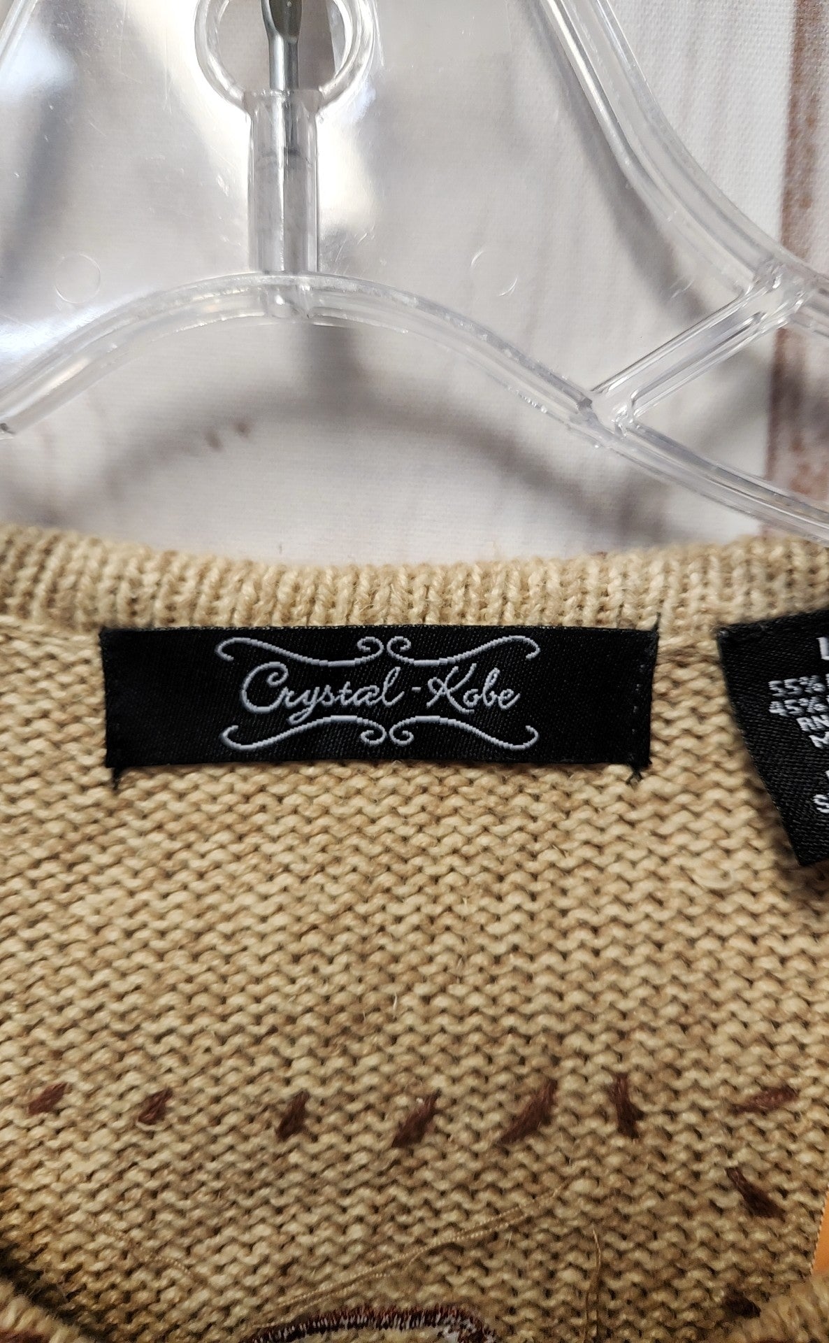 Crystal Kobe Women's Size L Beige Cardigan