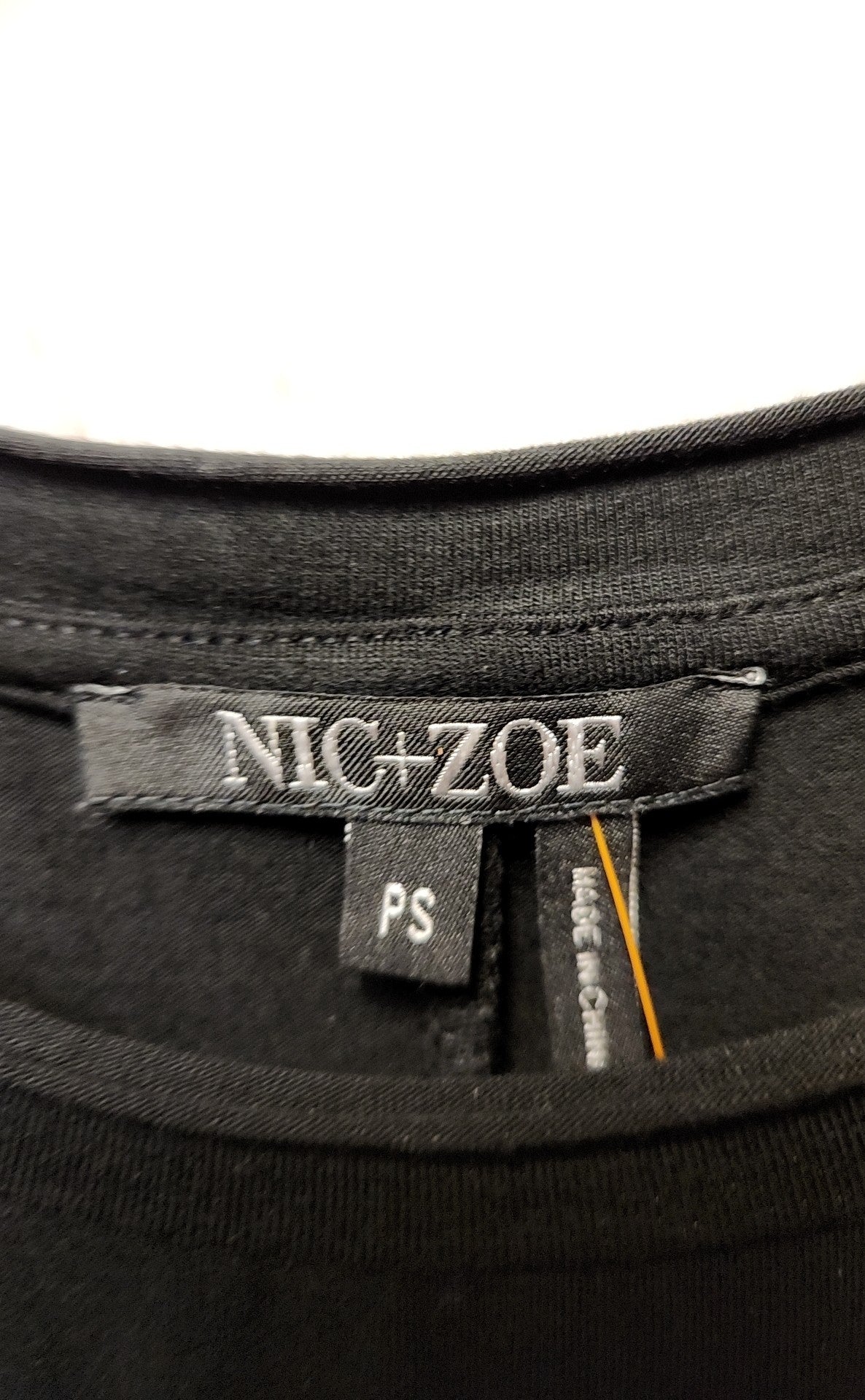 Nic & Zoe Women's Size S Petite Black Short Sleeve Top