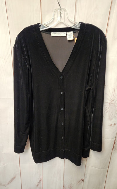 Josephine Chaus Women's Size 1X Black Velour Long Sleeve Top